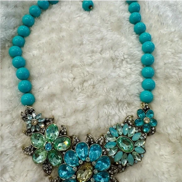 Heidi Daus "Glorious Garden" Turquoise Blue Crystal Necklace - Picture 6 of 7